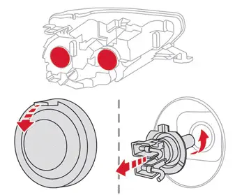 Citroen C4. Changing a bulb